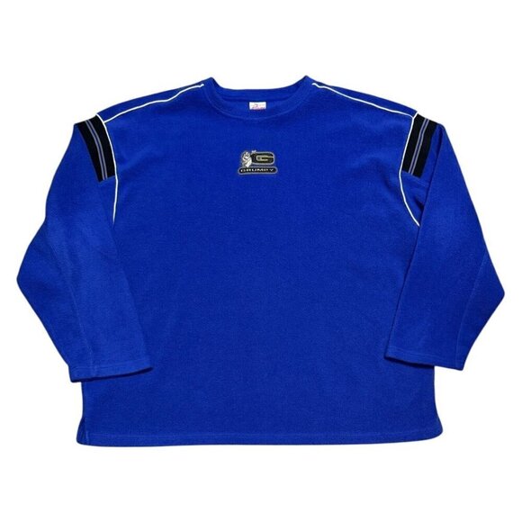 VINTAGE Y2K Disney GRUMPY Snow White Fleece Blue Retro Sweatshirt Mens XXL - Picture 1 of 5